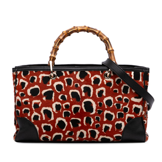 Gucci Medium Pony Hair Bamboo Shopper Satchel
