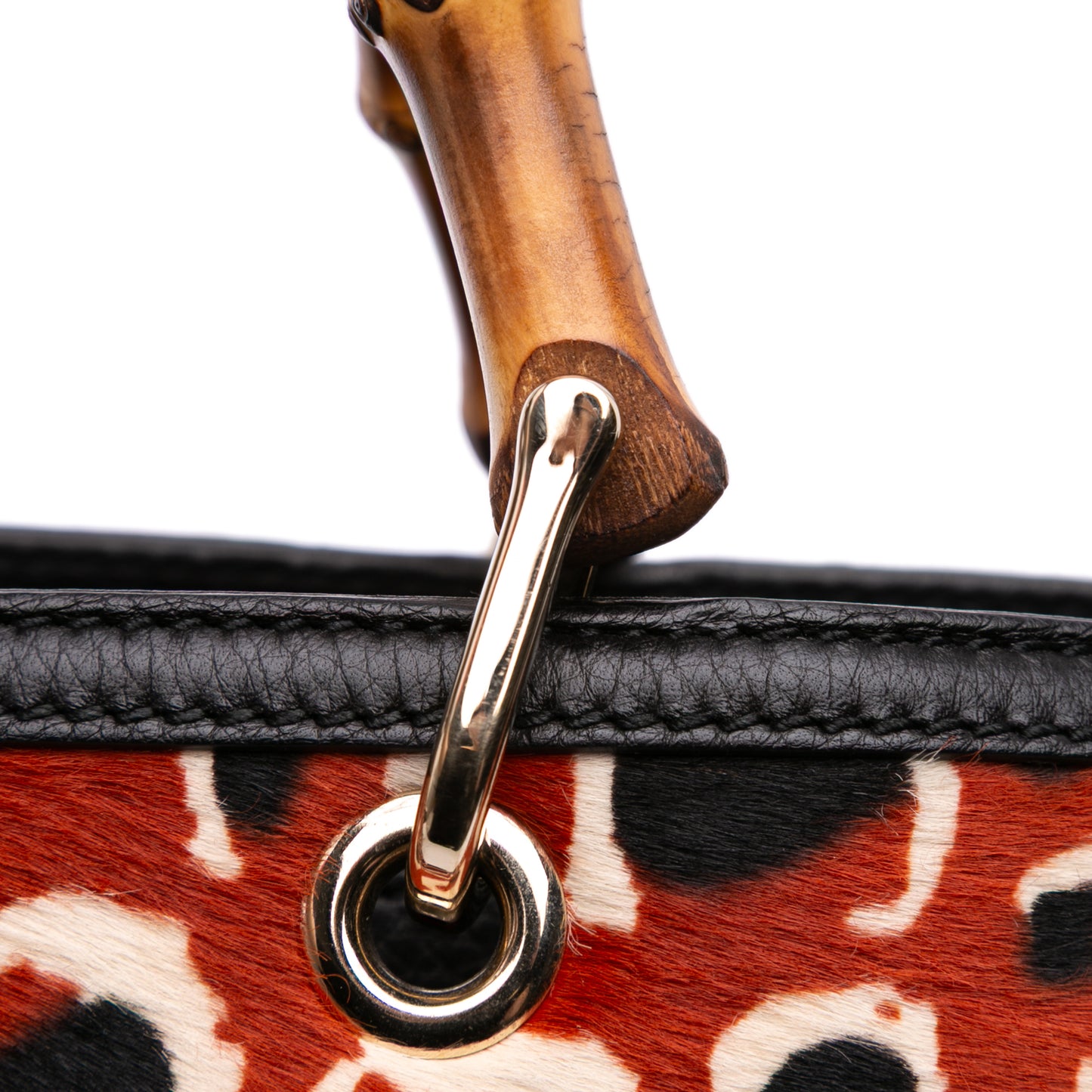 Gucci Medium Pony Hair Bamboo Shopper Satchel