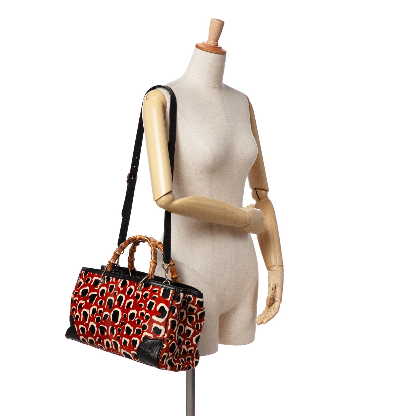 Gucci Medium Pony Hair Bamboo Shopper Satchel