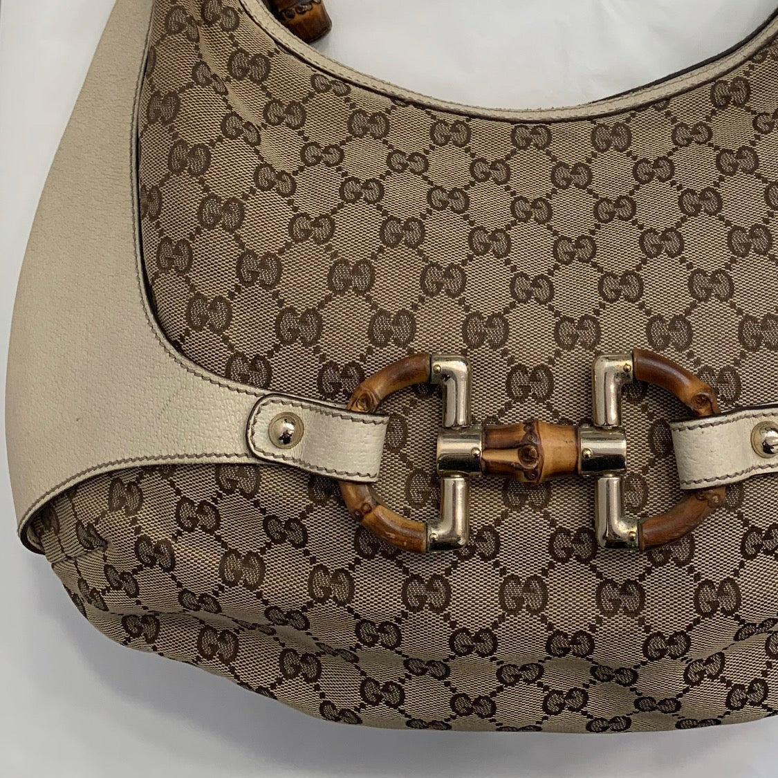 Gucci GG Canvas Bamboo Horsebit Amalfi Hobo