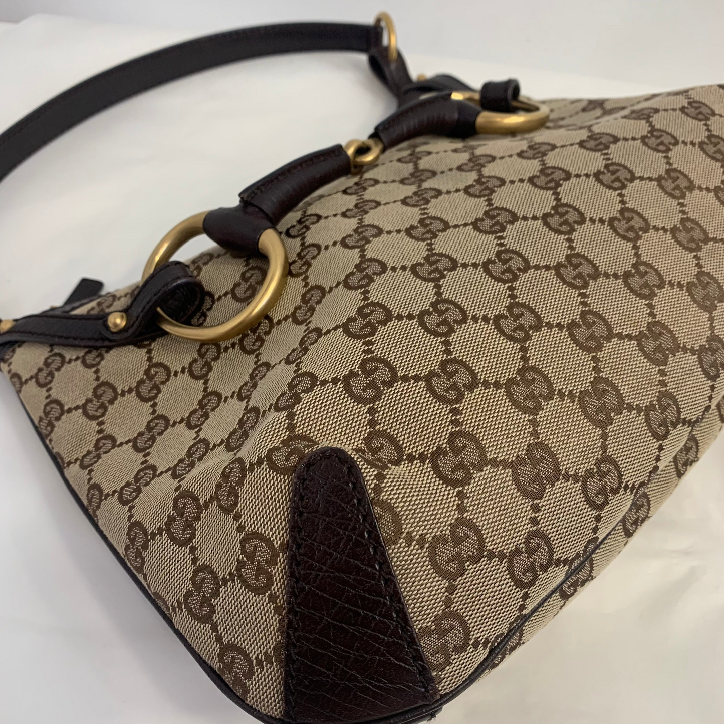 Gucci GG Canvas Horsebit Hobo Bag Small