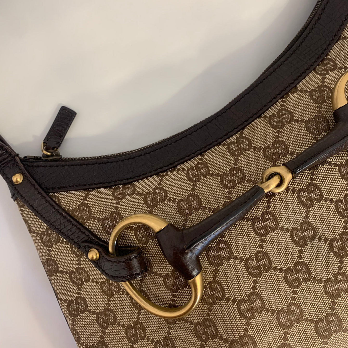 Gucci GG Canvas Horsebit Hobo Bag Small
