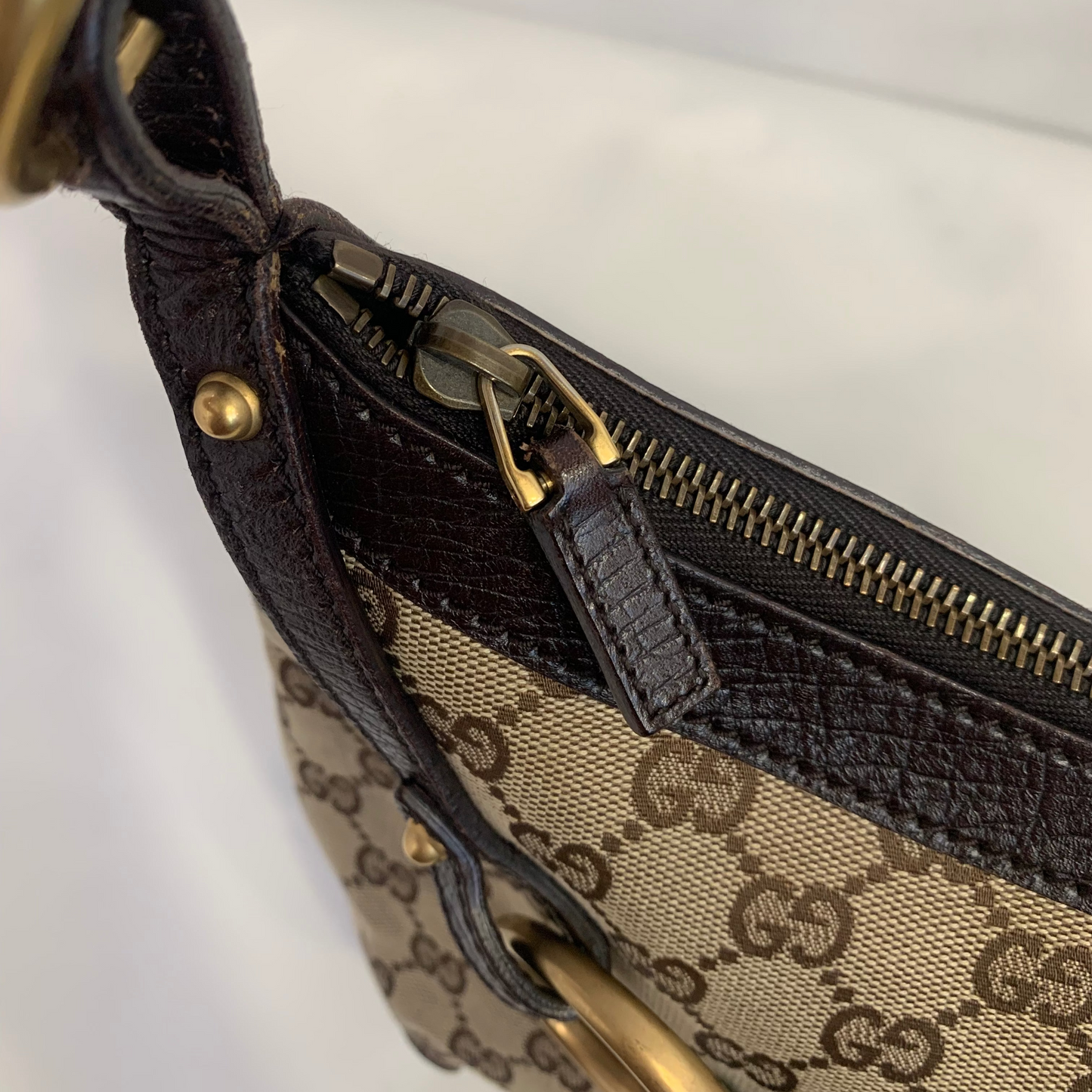Gucci GG Canvas Horsebit Hobo Bag Small