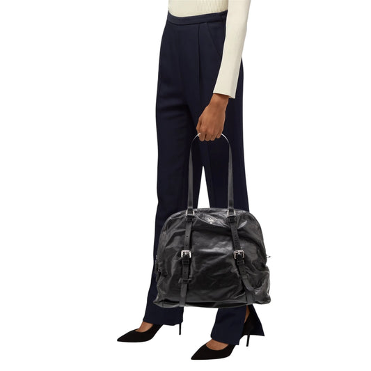 Prada Prada Nappa Leather Buckle Tote