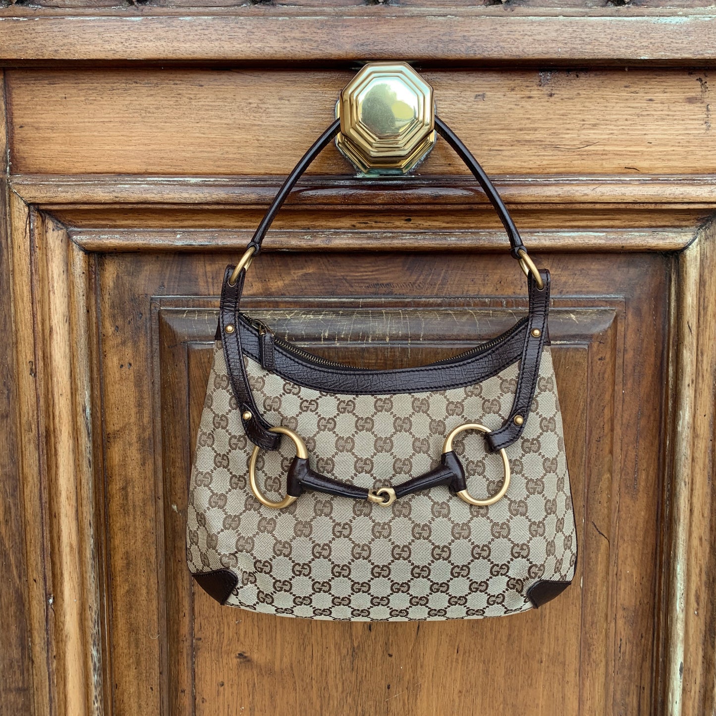 Gucci GG Canvas Horsebit Hobo Bag Small
