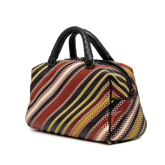 Bottega Veneta Nappa Diagonal Stripe Boston Bag