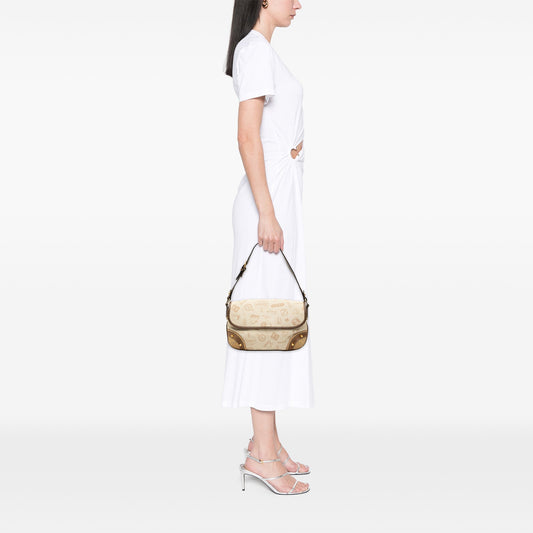 Loewe 160th Anniversary Suede Trimmed Canvas Flap Shoulder Bag