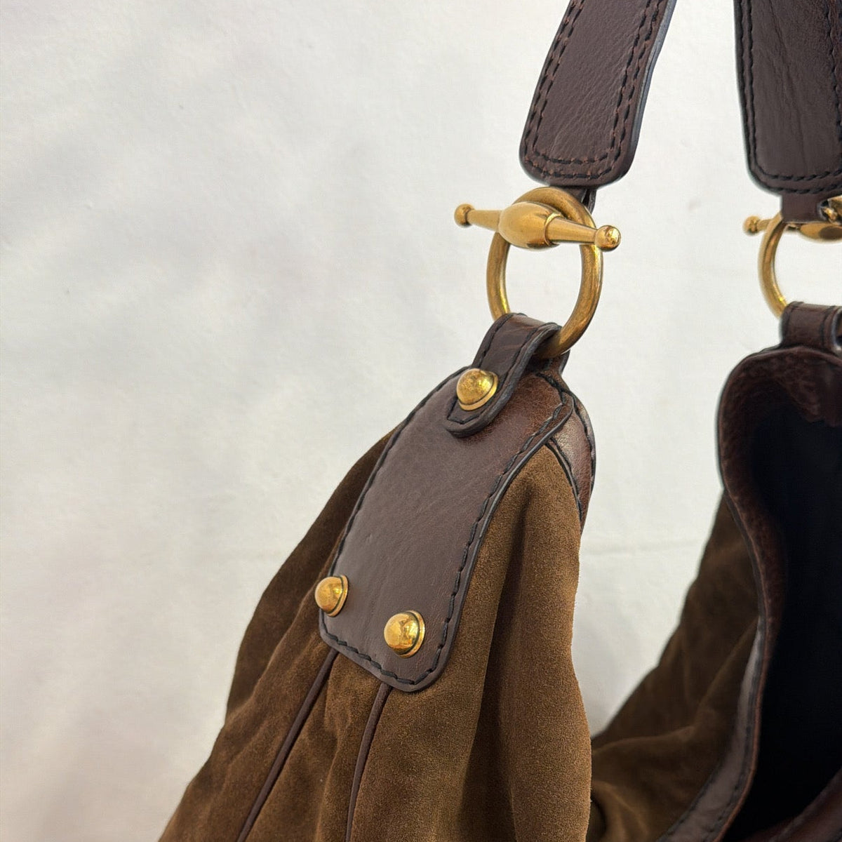 Gucci Large Suede Jockey Hobo Bag