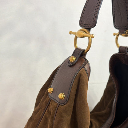 Gucci Large Suede Jockey Hobo Bag