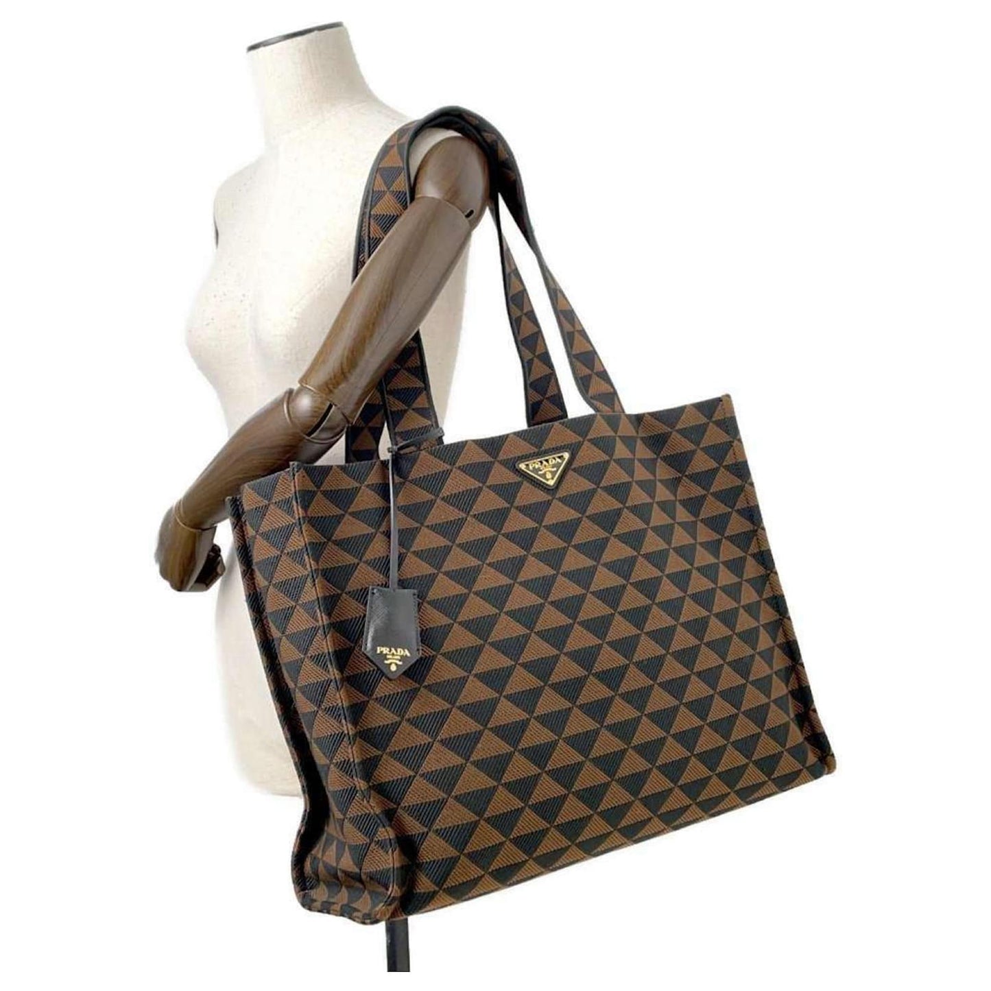 Prada Canvas Triangolo Symbole Shopping Tote