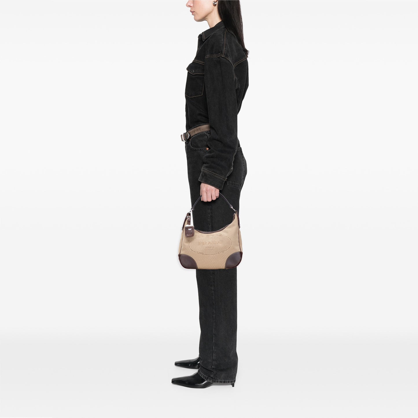 Prada Canvas Canapa Logo Shoulder Bag