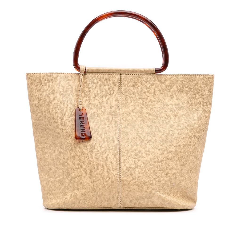 Chanel Grained Calfskin Tortoise Top Handle Tote