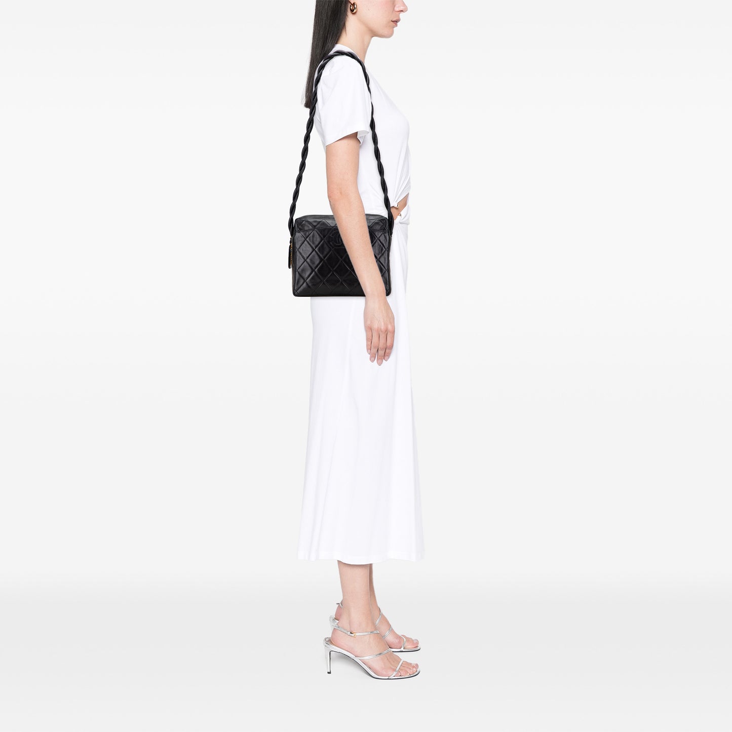 Chanel CC Quilted Lambskin Twisted Strap Crossbody