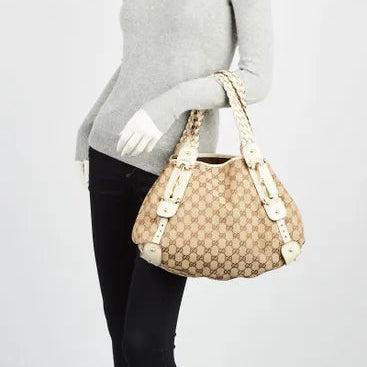 Gucci Canvas Horsebit Pelham Shoulder Bag