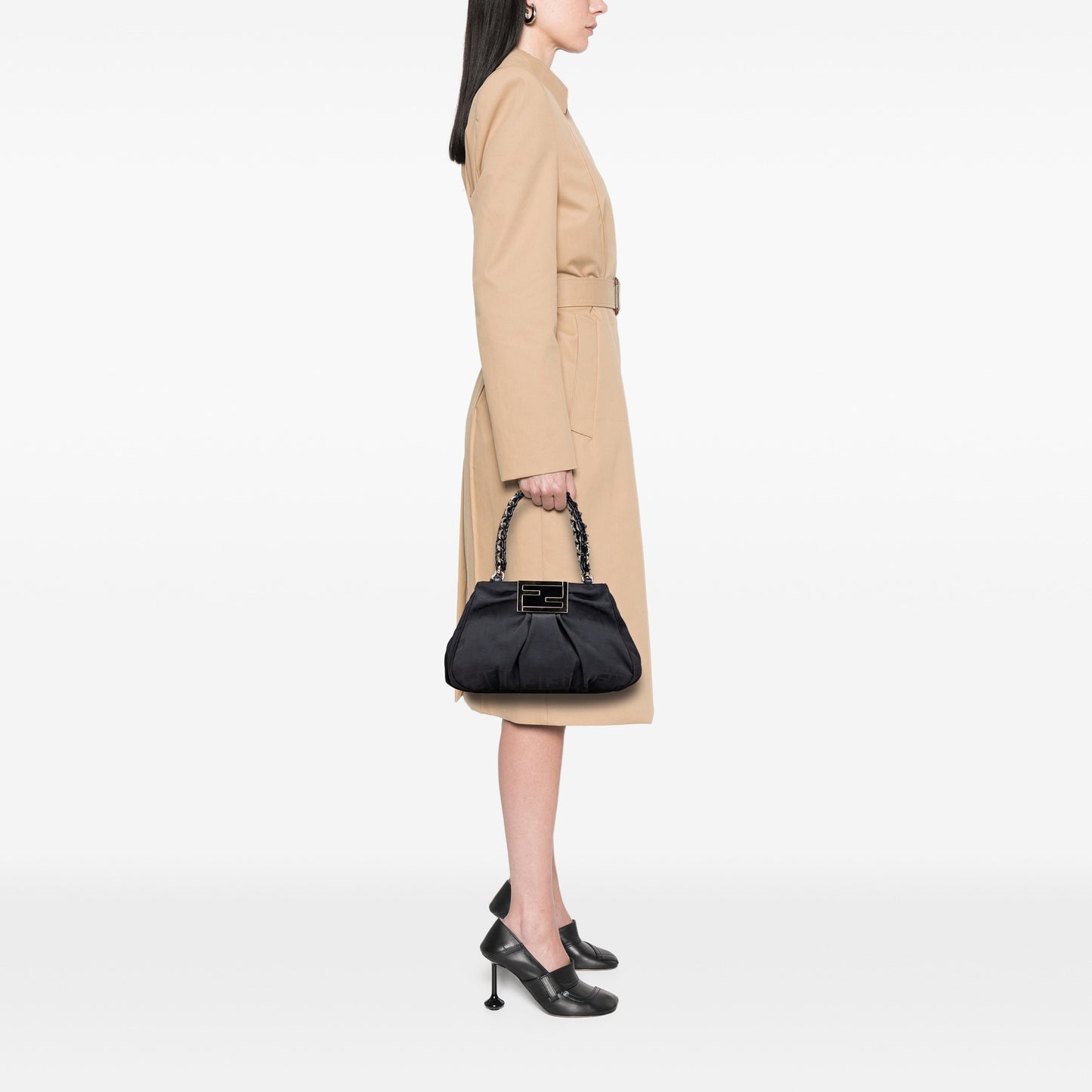 Fendi Small Zucca Canvas Mia Chain Tote