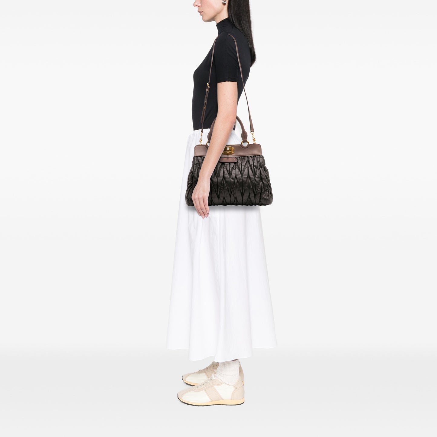 Miu Miu Matelasse Leather Turnlock Tote