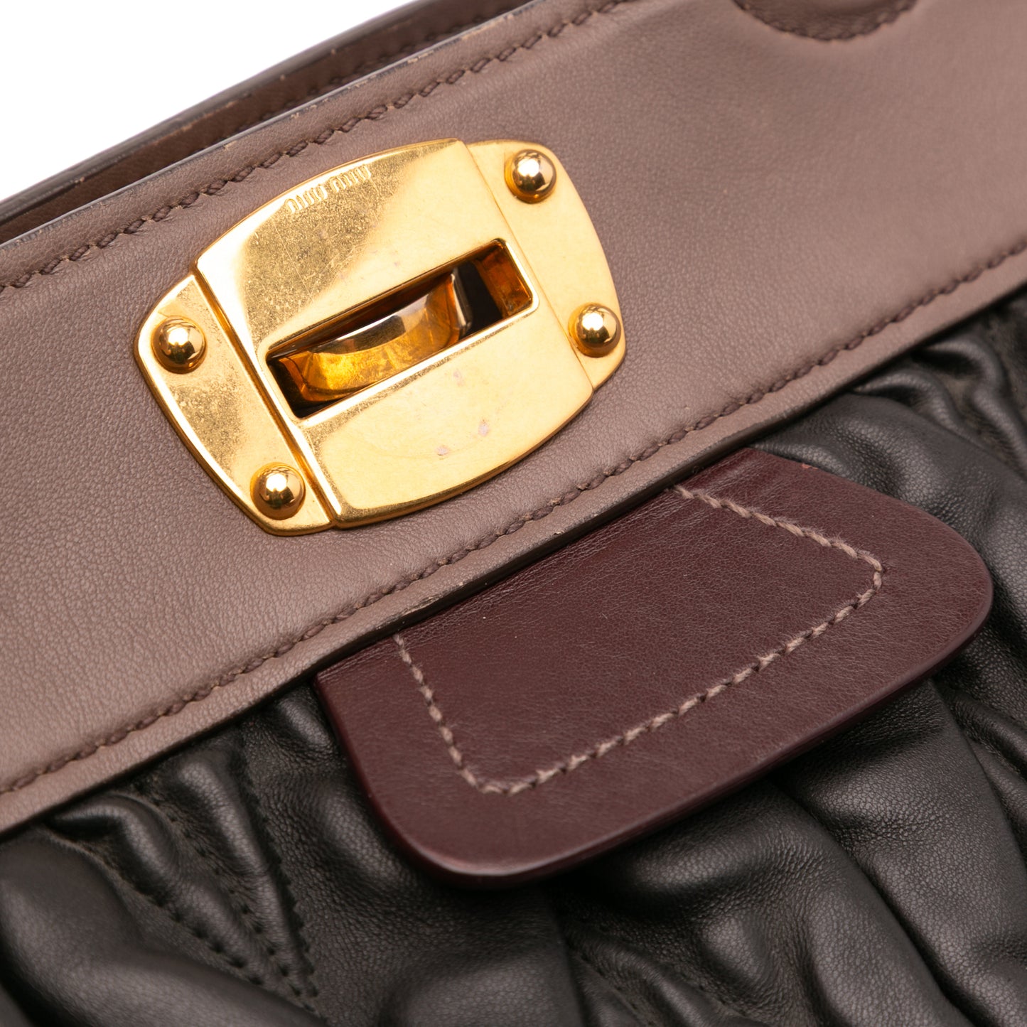 Miu Miu Matelasse Leather Turnlock Tote