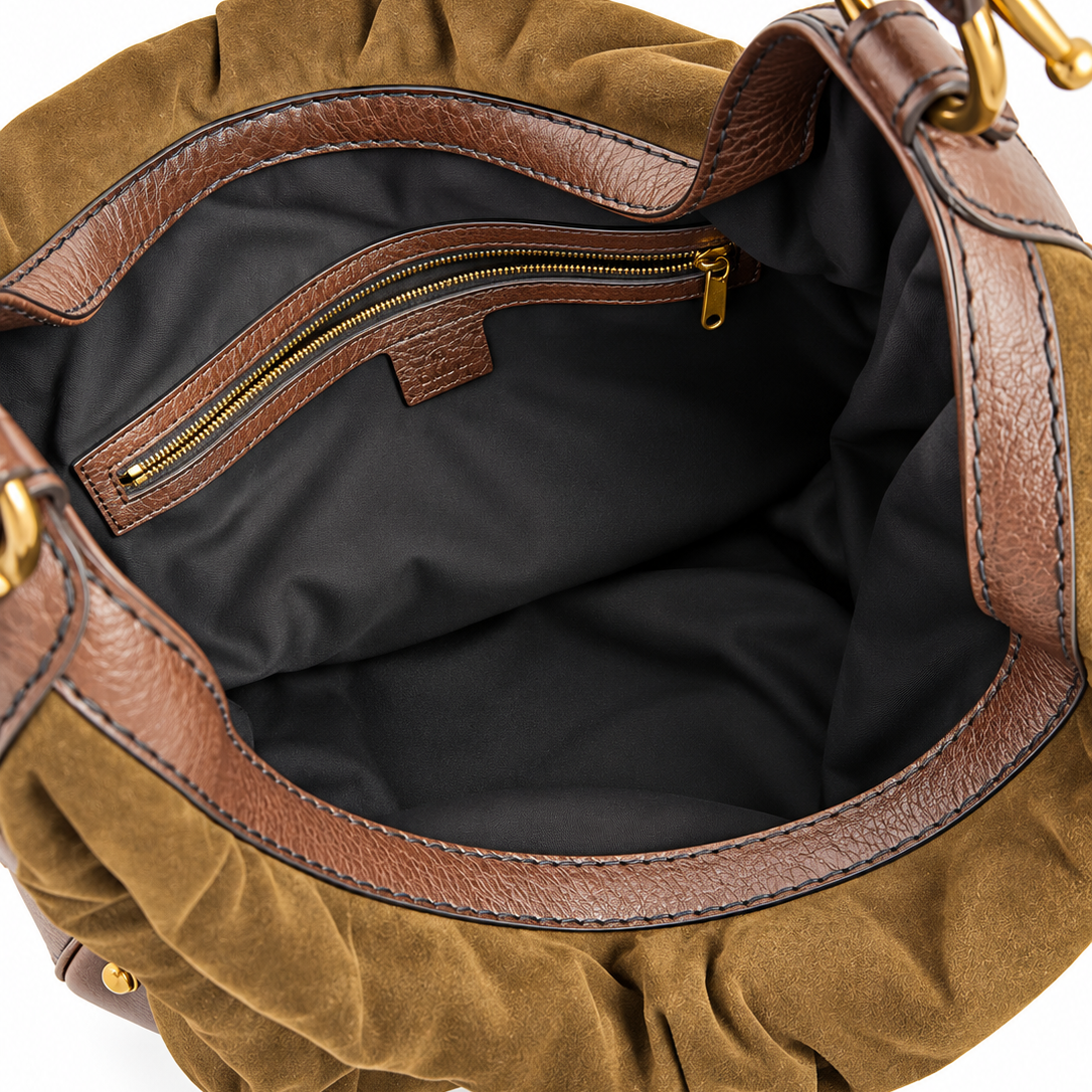 Gucci Large Suede Jockey Hobo Bag