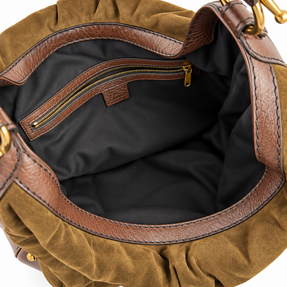 Gucci Large Suede Jockey Hobo Bag
