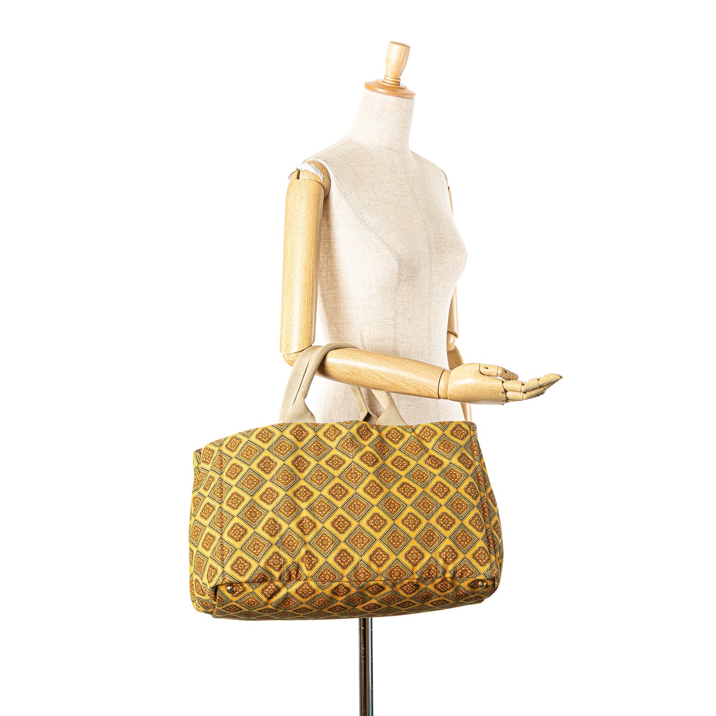 Prada Large Canvas Printed Canapa Satchel