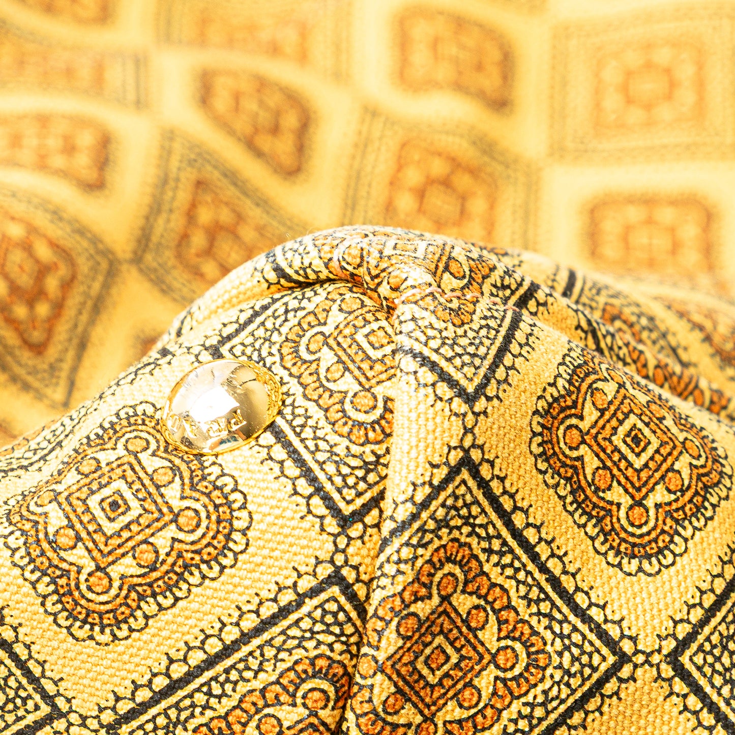 Prada Large Canvas Printed Canapa Satchel