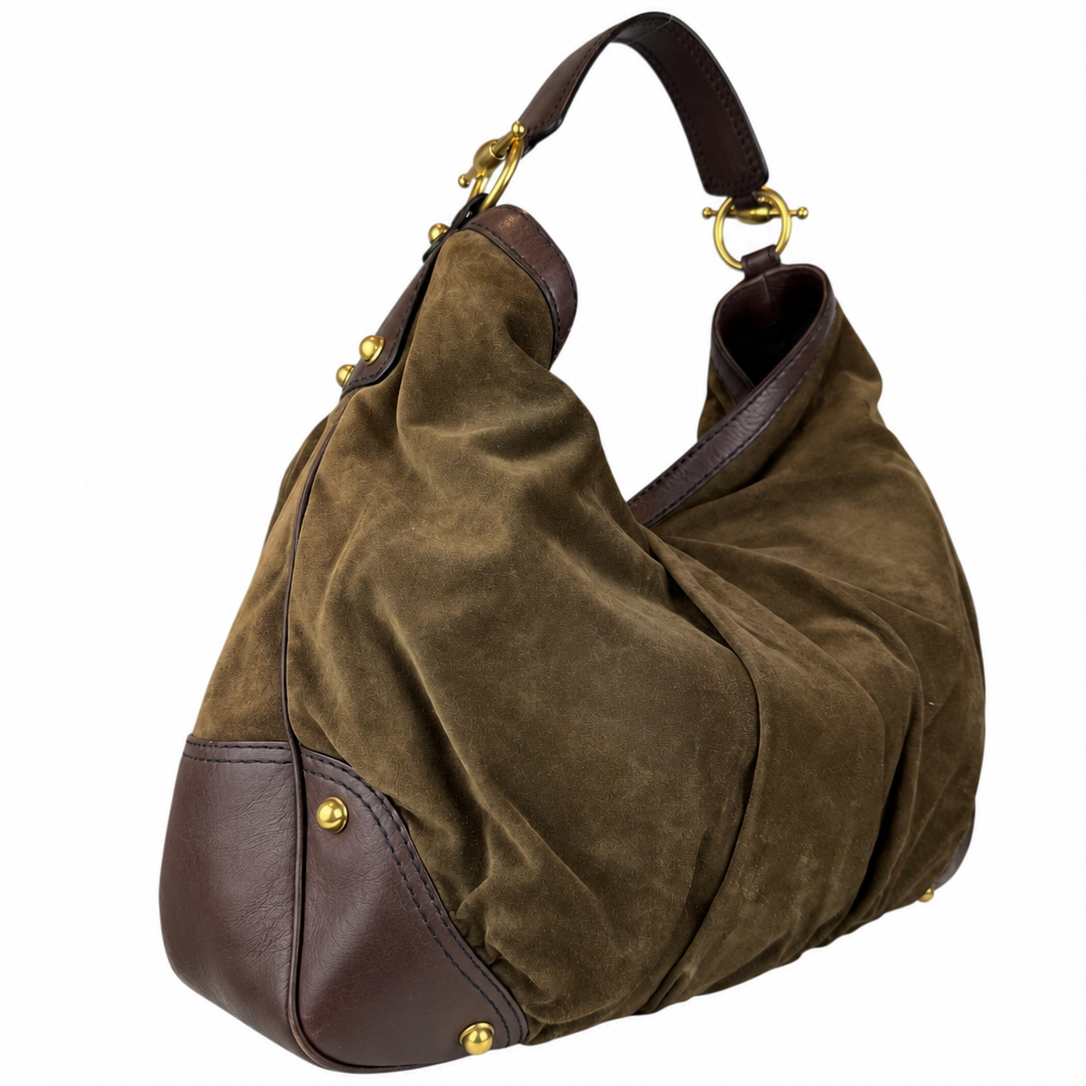 Gucci Large Suede Jockey Hobo Bag