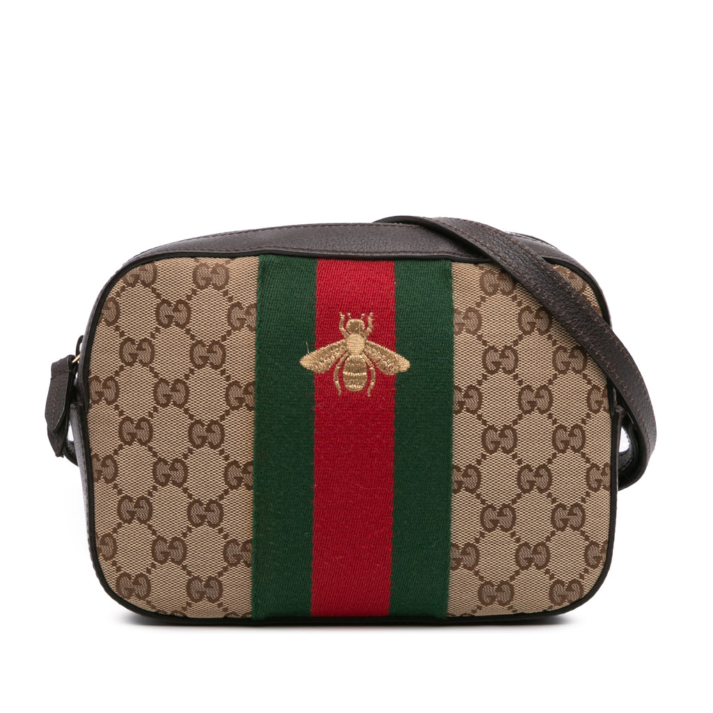 GG Canvas Webby Bee Camera Bag