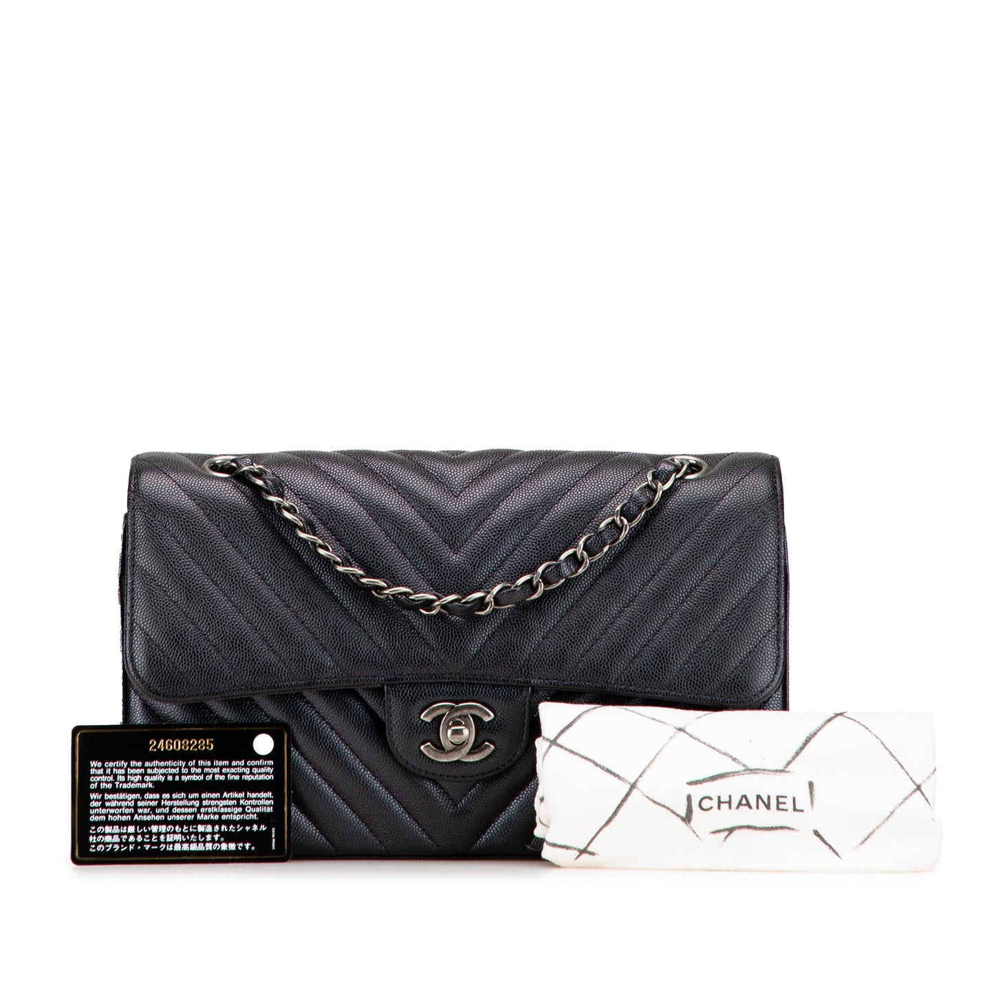 Chanel Medium Classic Chevron Caviar Double Flap