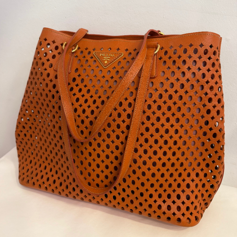 Prada Perforated Saffiano Fori Shopping Tote