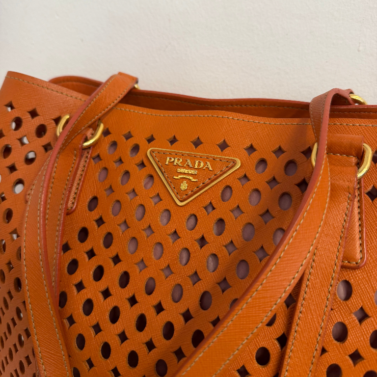 Prada Perforated Saffiano Fori Shopping Tote