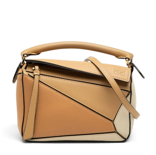 Loewe Mini Bicolor Calfskin Puzzle Satchel