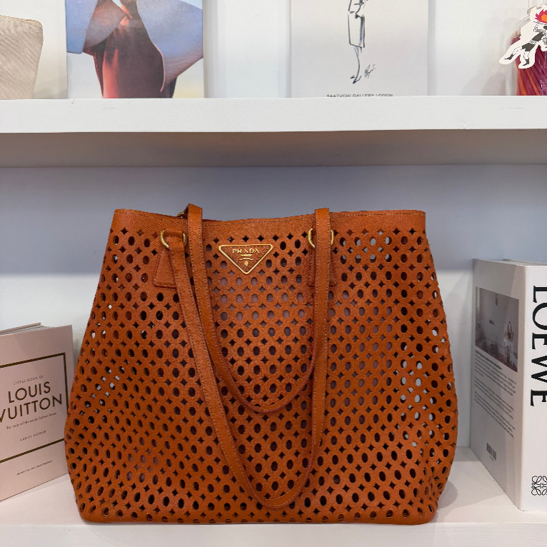 Prada Perforated Saffiano Fori Shopping Tote