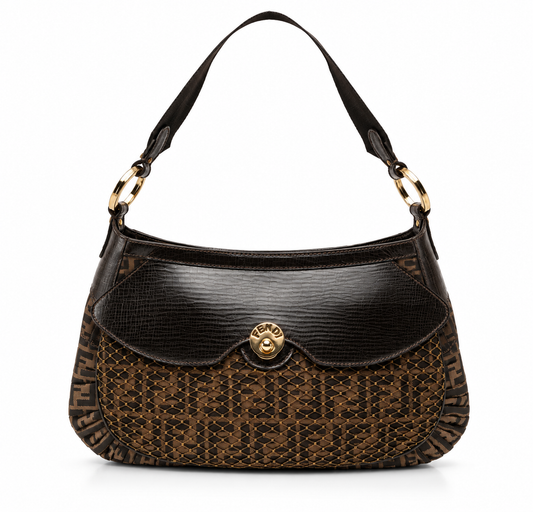 Fendi Zucca Canvas Mille Feuille Hobo