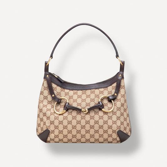 Gucci GG Canvas Horsebit Hobo Bag Small