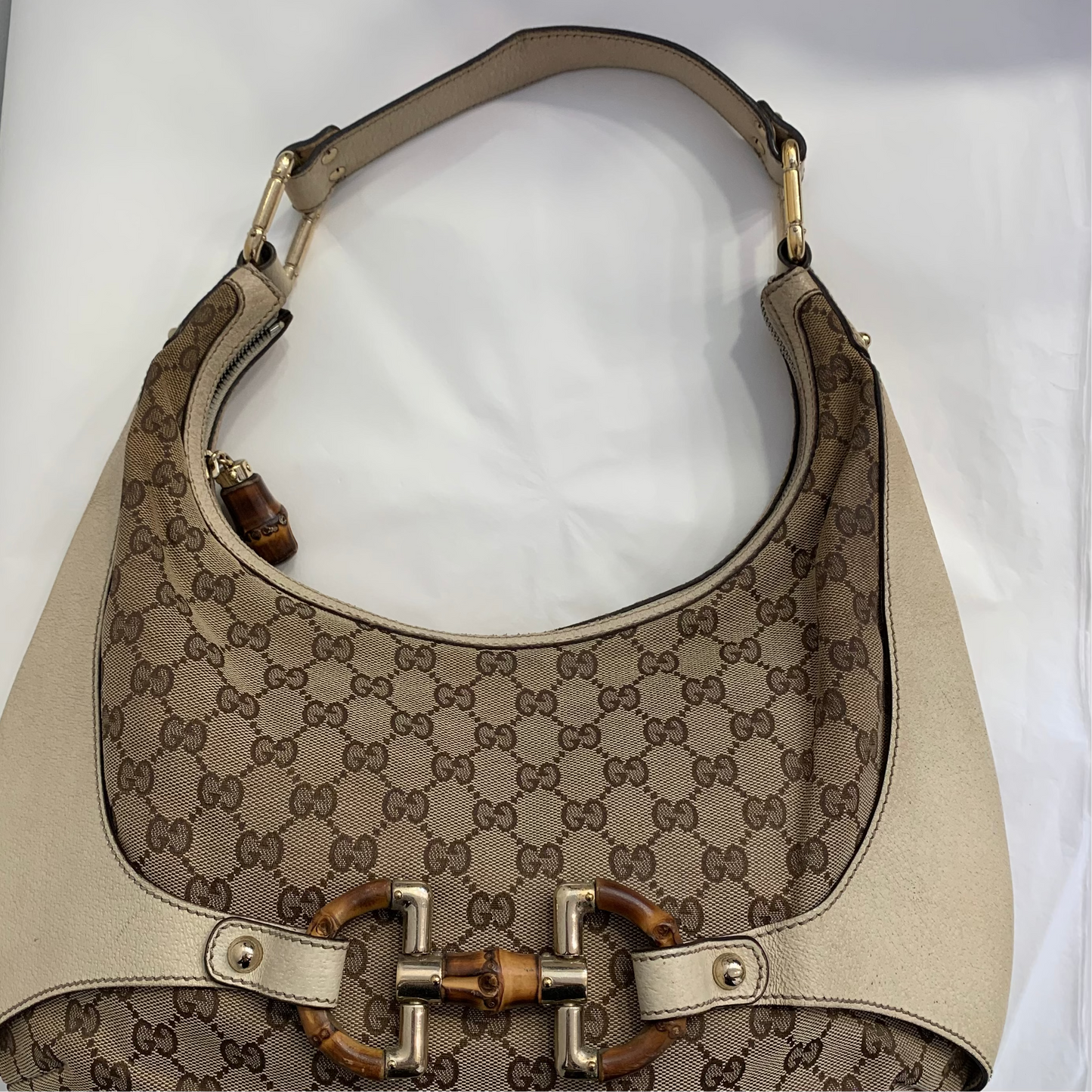 Gucci GG Canvas Bamboo Horsebit Amalfi Hobo