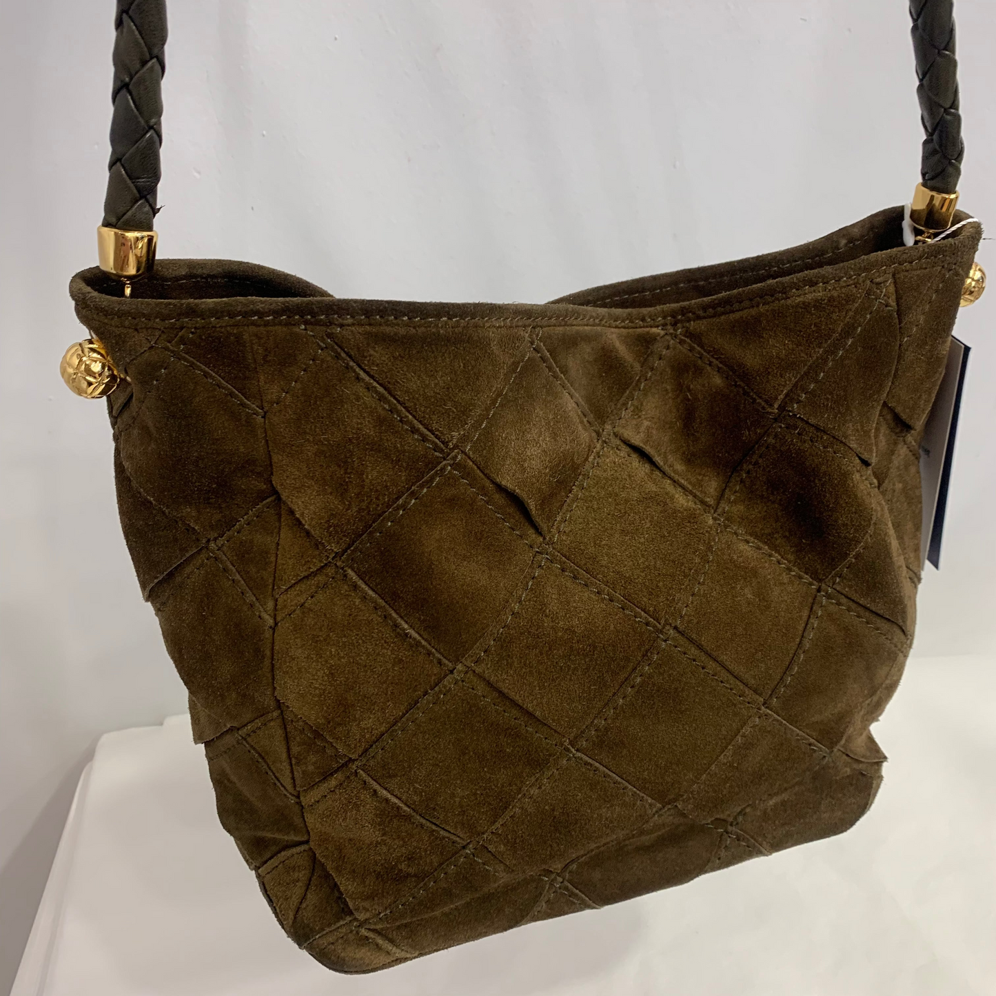 Bottega Veneta Suede Intrecciato Shoulder Bag
