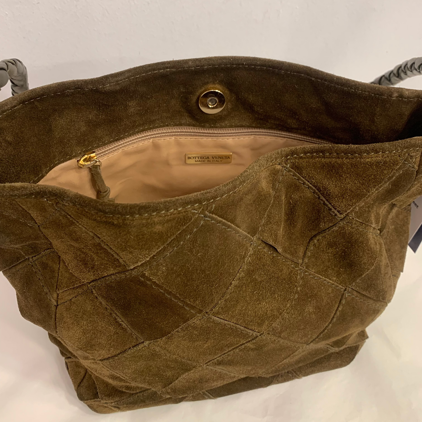 Bottega Veneta Suede Intrecciato Shoulder Bag