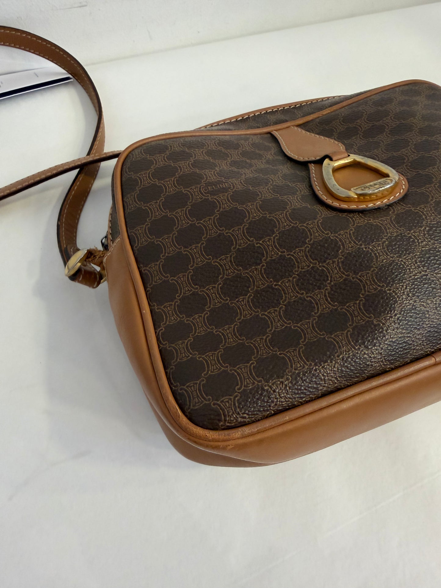 Celine Macadam Coated Canvas Crossbody Bag