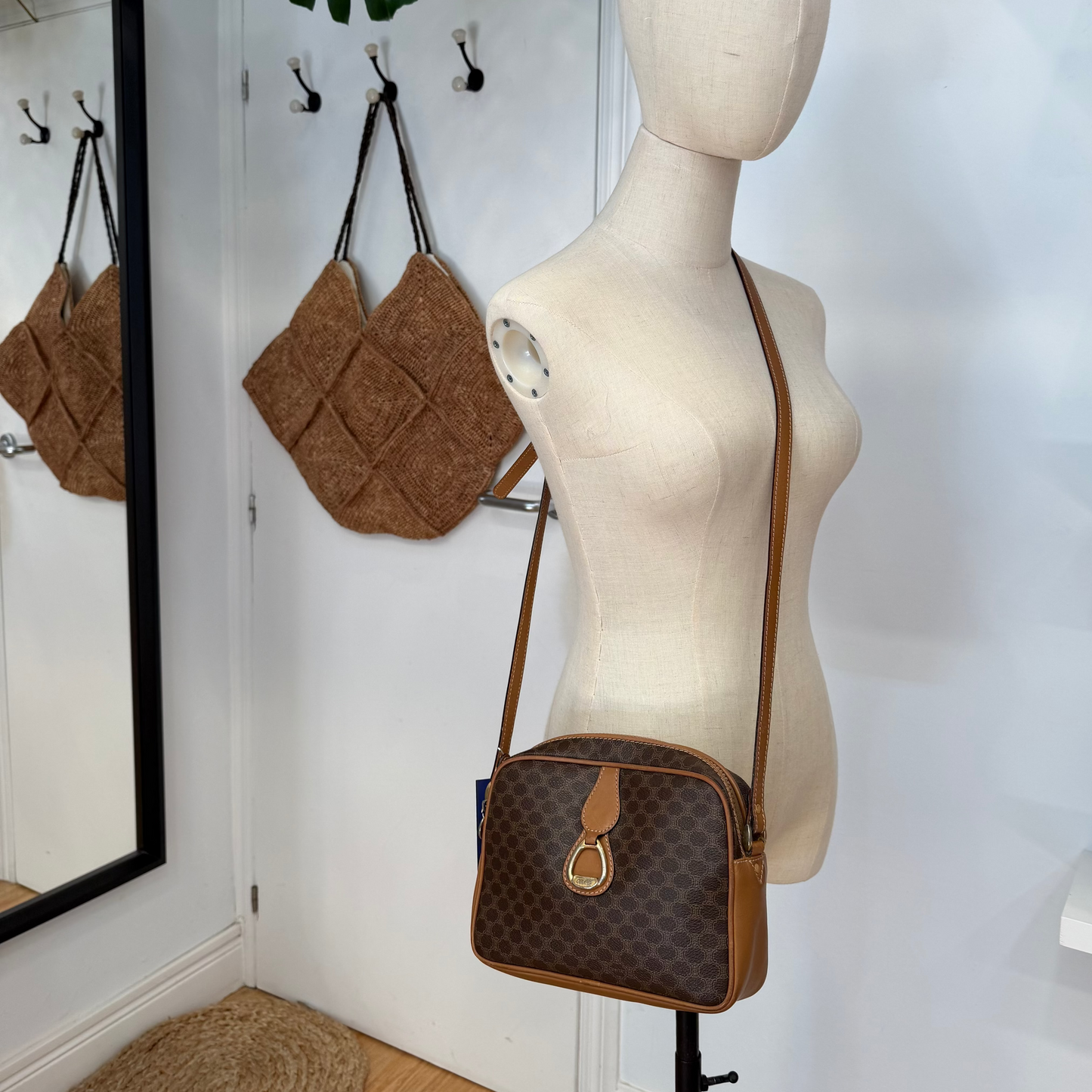 Celine Macadam Coated Canvas Crossbody Bag