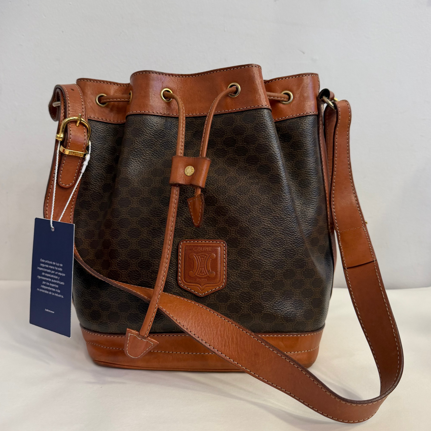 Celine Macadam Coated Canvas Bucket Bag