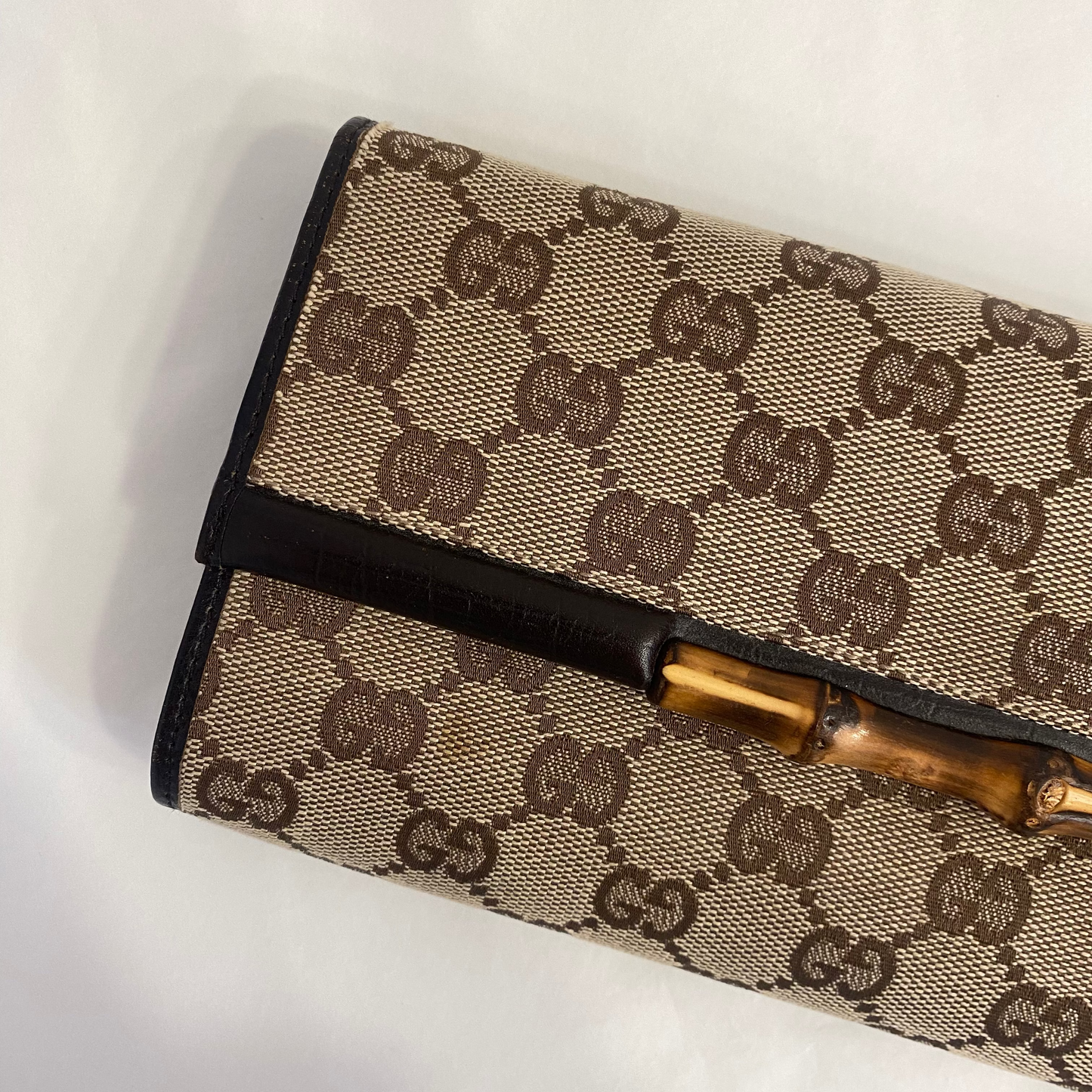 Gucci GG Canvas Bamboo Wallet Crossbody