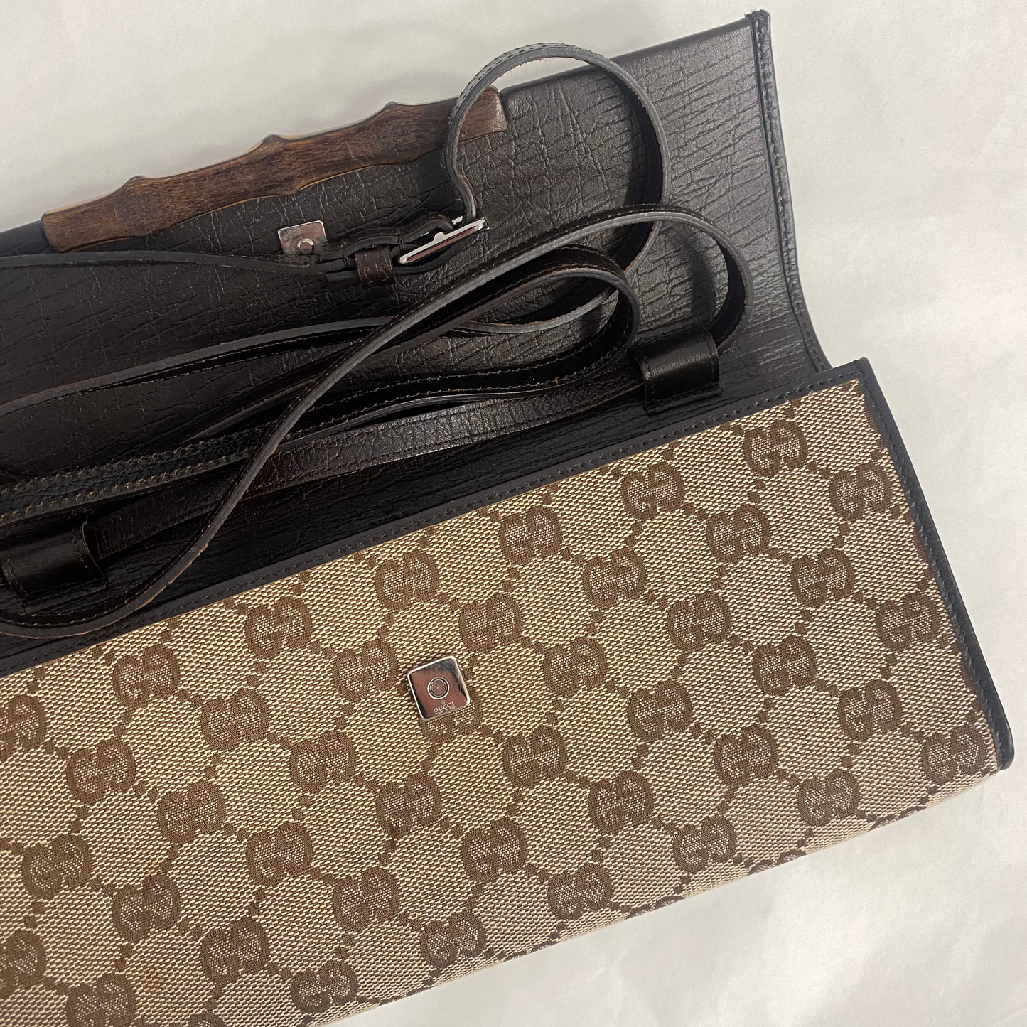 Gucci GG Canvas Bamboo Wallet Crossbody