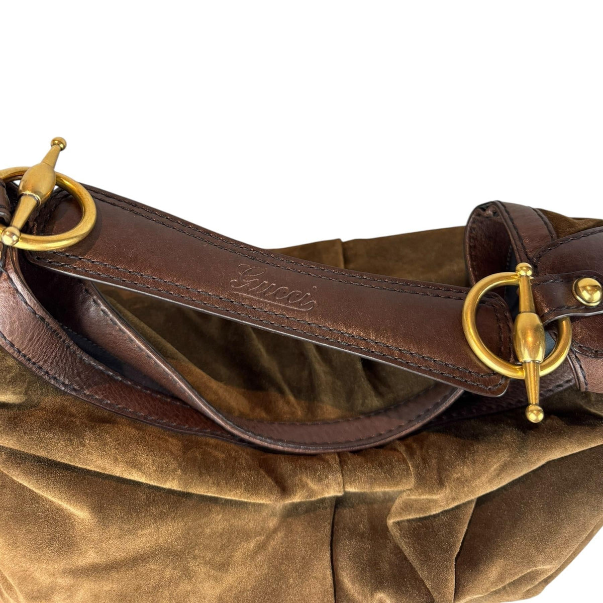 Gucci Large Suede Jockey Hobo Bag