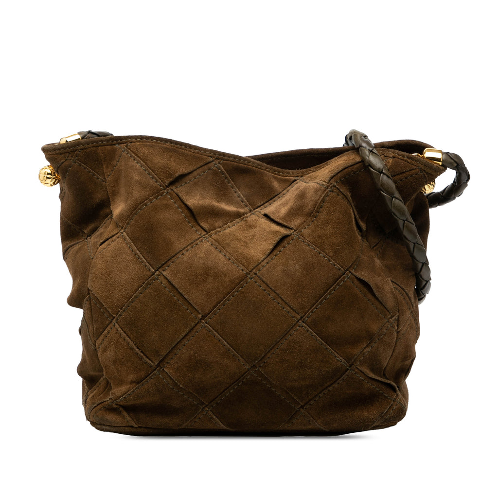 Bottega Veneta Suede Intrecciato Shoulder Bag