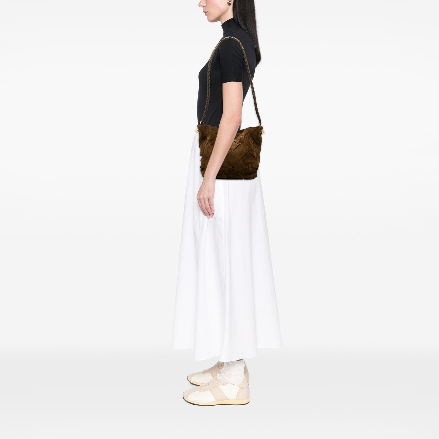 Bottega Veneta Suede Intrecciato Shoulder Bag