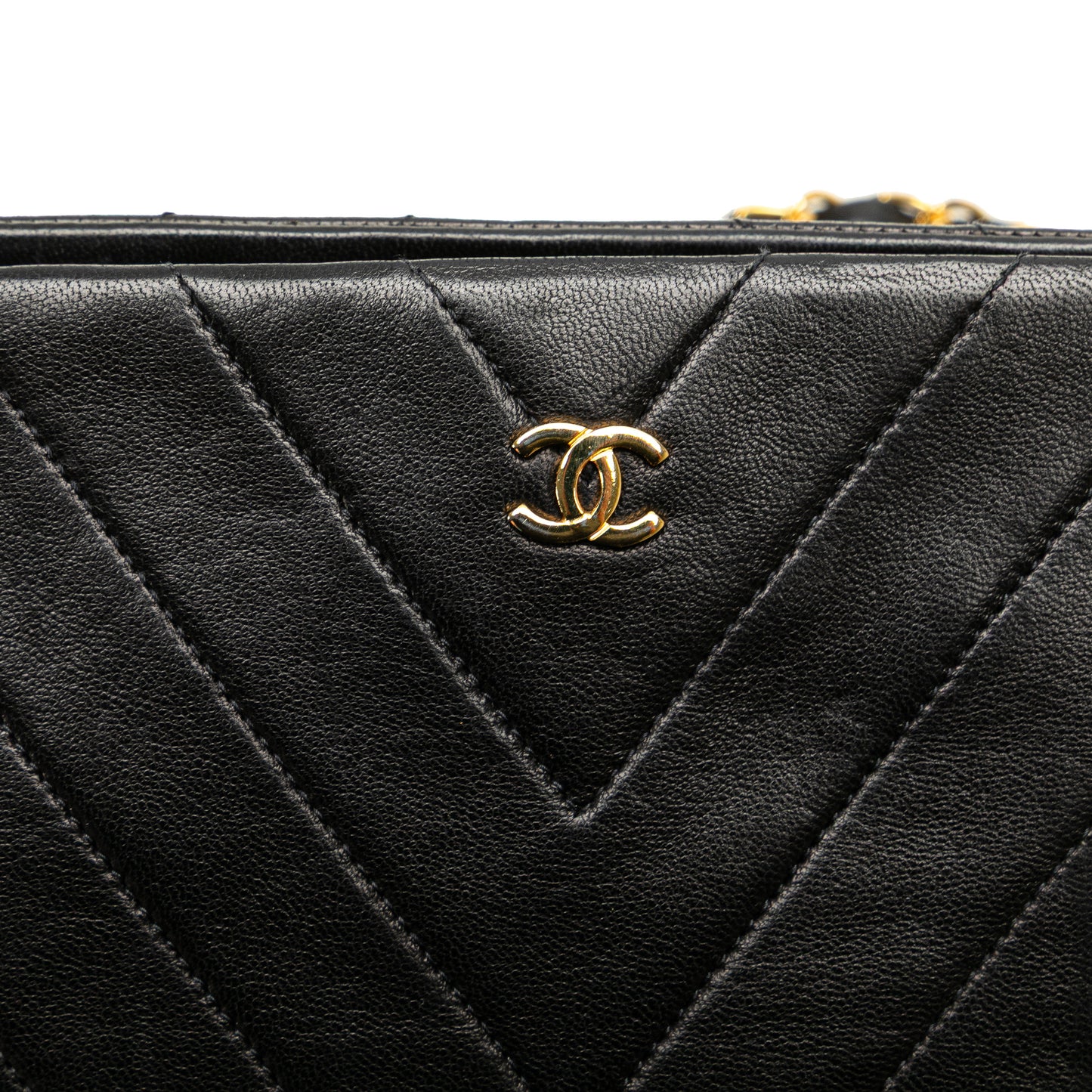 Chanel CC Chevron Lambskin Frame Chain Shoulder Bag