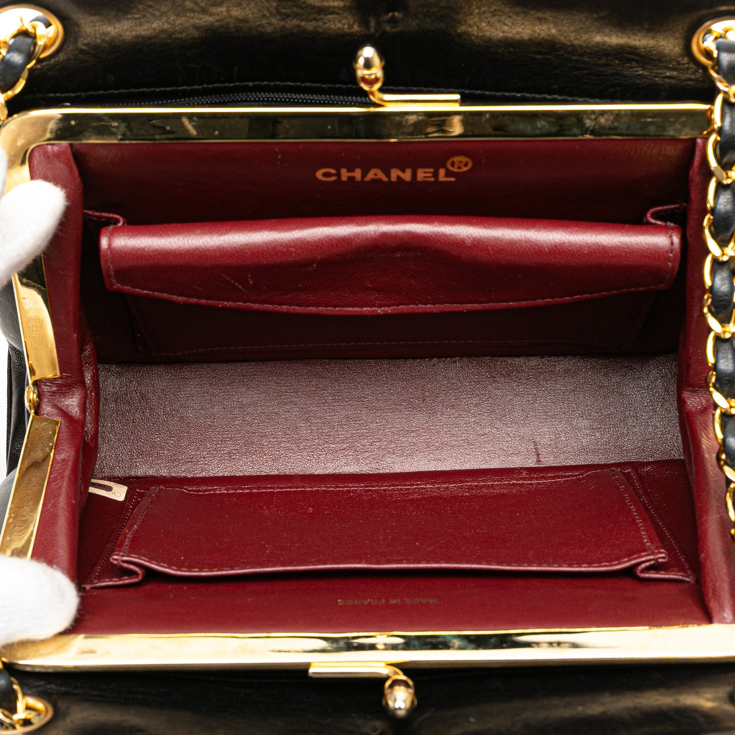 Chanel CC Chevron Lambskin Frame Chain Shoulder Bag