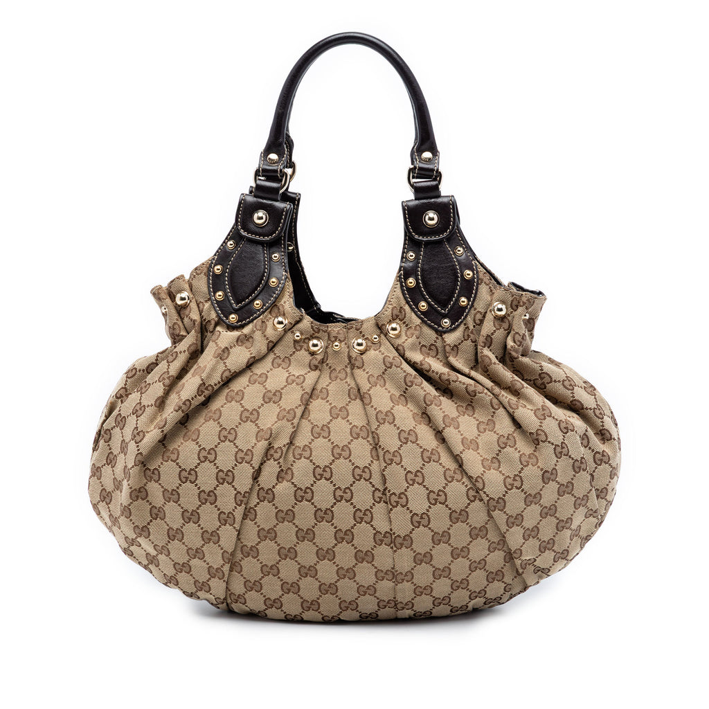 Gucci GG Canvas Studded Pelham Hobo Bag