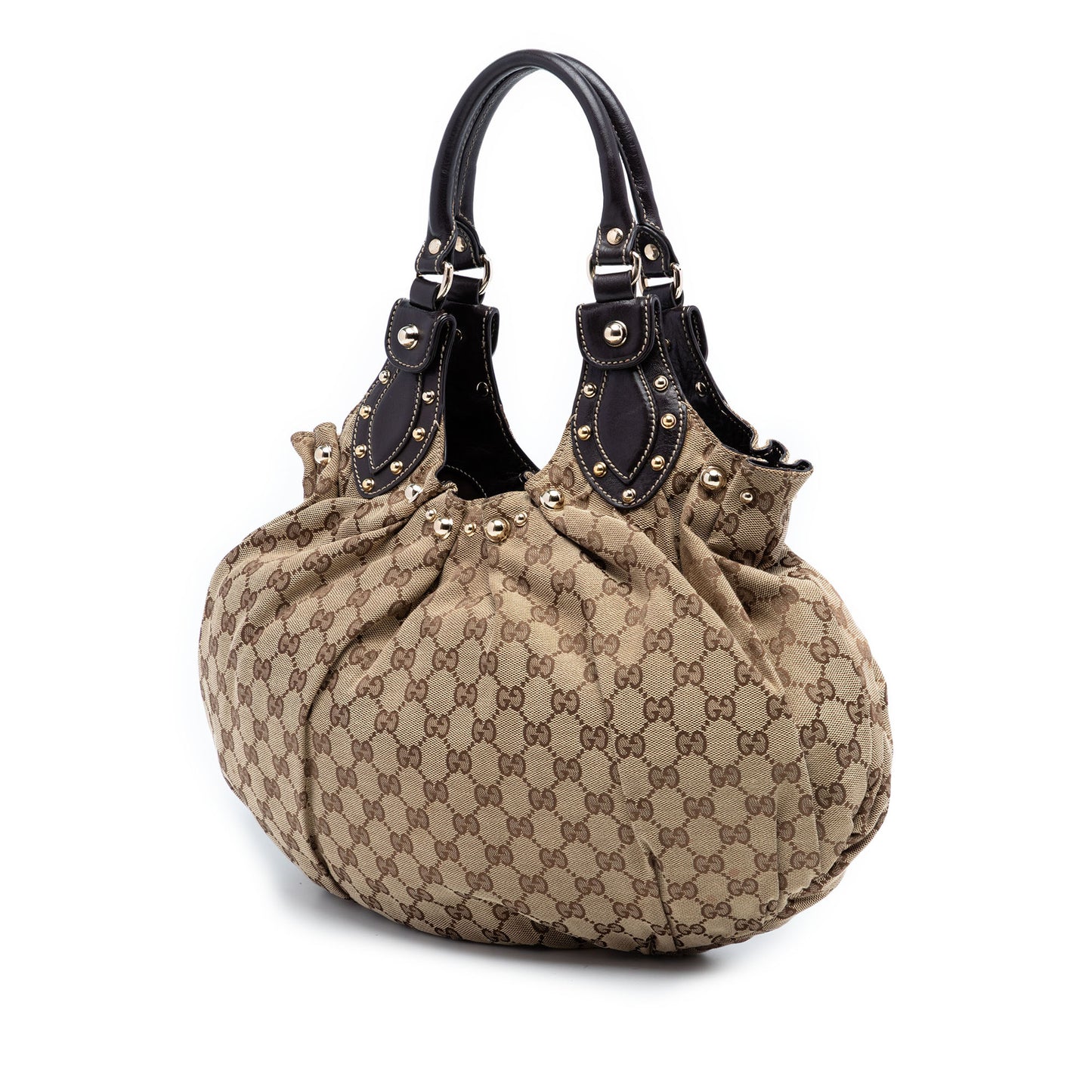 Gucci GG Canvas Studded Pelham Hobo Bag