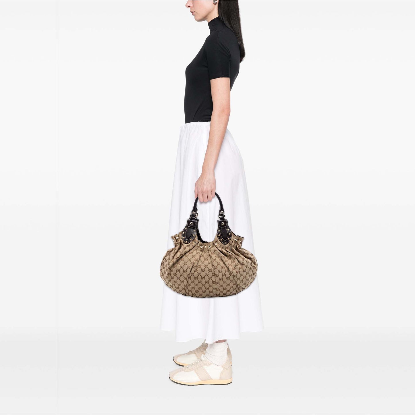 Gucci GG Canvas Studded Pelham Hobo Bag